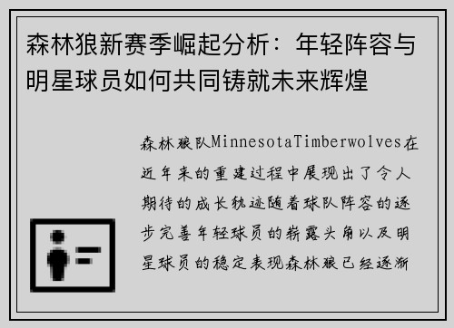 森林狼新赛季崛起分析：年轻阵容与明星球员如何共同铸就未来辉煌